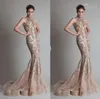 Couper haut et applications argentées luxueuses sexy Voir à travers le bouton d'organza Back Mermaid Trumpet Elie Saab Evenol Prom Dresshe4371986