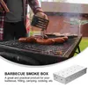 Tools 1Pc Stainless Steel Barbecue Smoker Outdoor BBQ Smoke Box Food Wood Chips Charcoal Tool (Silver)