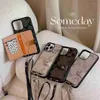 Mobiltelefonfodral Vackra iPhone 15 14 13 Pro Max Luxury Crossbody Leather Card Slot Purse With AirPods Case Q240408