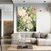 ミニマリストグリーンフローラルアートカスタムペインティングオイルペインティングハンドペイント抽象花のキャンバス絵画のための寝室の家の装飾