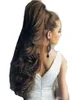100 Remy Remy Human Hair Cotail 1b Natural Color Natural Indian Virgin non trasformato in Clip in onda di coda di cavallo ESTENSIONI 180G9237973