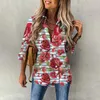 Frauenblusen Sommer Hawaiian Shirts Hawaii Beach Print Fashion Resort Kleider Polo Kragen Langarm Bluse Tops Frühlingsgrößen