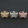 Cluster Anneaux Milangirl New Hip Hop Rock Five Star Ring For Mens Luxury Women Rancy Zircon Pentagonal Ring For Womens Wedding Party240408