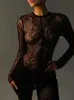 Sibybo långärmad spets jumpsuit sexig spetsskökan rompers grundläggande mager hög elasticitet leggings kvinnor streetwear 240402
