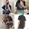 Camiseta feminina Super chique de pescoço redondo de verão algodão feminino preto bing bing impressão camiseta za entrega de roupas de vestuário Tops t dhnkt