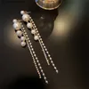 Charme Luxurious Imitation Pearl Pift Drop Shipping Multi-couches acrylic Crystal Chain Tassel Orees Oreads for Women Bijoux à la mode240408