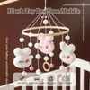 Baby Rattles Crib Mobiles Toys Cotton Yolk Rabbit Pendant Bed Bell Rotating Music For Cots Projection Infant Wooden 240408