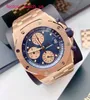 AP Mechanical Wrist Watch Royal Oak Offshore Serie 26238or Rose Gold Blue Dial Mens Fashion Leisure Business Sports Machinery Watch