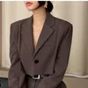 Office Lady Blazer convient à des femmes à deux pièces vintage Femmes à manches longues courtes hautes taies larges de jambe 2 tenues 240326