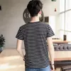 Stripe Moda Tshirt Sıradan Yuvarlak Boyun Moda Kısa Kol Tişörtlü Erkekler İnce Fit Harajuku T-Shirt Erkekler Giyim WGTX161 R 240320