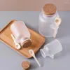 Liquid Soap Dispenser Scrub Bath Salt Bottle Cork Cap Wooden Spoon Mask Powder Plastic