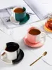 Tasses Saucers Pink Nordic Style Coffee tasse porcelaine Japon Aesthésie minimaliste Cappuccino High Tea Copo Céramique Set 50bd