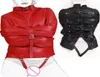 Kobieta z regulacją skóry PU wiążąca płaszcz straitjacket dla kobiet erotyczne ciało uprzęży cosplay dorosły BDSM Sexy Red8043466