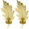 Candle Holders 2 Pcs Gold Decor Dinner Party Holder Metal Leaf Shaped Wall Candleholder Decorative Stand Centerpiece