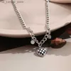 Pendant Necklaces Fashion Checkerboard Heart Necklace Black and White Gothic Chain Women 2021 Elegant Choker Necklace Wedding Jewelry Gifts240408