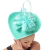 Coiffes Emerald Green Mariage Chapeau Headwear Banquet Fascinateurs Bride Marriage Feuat Flower Hoops Femme Chapeau