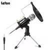 Microphones Lefon 3.5mm Desktop Microphone Condenser Karaoke Mic for Video Singing Recording Microfone for Computer PC Android Smartphone