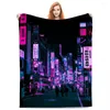 Blankets Neon City Decorative Sofa For Winter Couch Throw Blanket Nordic Bedspread On The Bed Fluffy Soft Fleece Boho Custom Nap