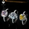 Anelli a cluster anello di diamante a carbone elevato quadrato per donne colorate gemme S925 Sterling Silver Platinum placcato ENGAGINIO FINE