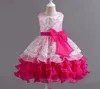 女の子のドレススカート弓の花の子供のドレスイブニングドレスバースデーパーティーポンパドールスカート