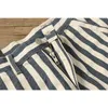 Men's Shorts Amekaji Vertical Stripes 5-Point Denim Straight European And American Vintage Canvas Overalls