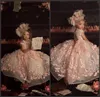 Новая розовая принцесса Pufpy Flower Girls Dress Dewel Tulle кружев