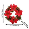 Decorative Flowers 40cm Outdoor Christmas Wreath Artificial Large Rattan Garlands With Berries Balls Ornament For Decor