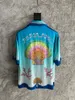 2024 New Mens Silk Shirt Fashion Color Shell Design US Size Disual Disual Size High