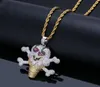 Iced Out Skull Ice Cream shape Pendant Necklace Cubic Zircon Ice Cream Pendant Necklace With Rope Chain8475114