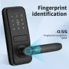 Lock TIAGO P12 Tuya Waterproof Smart Door Lock TTLock App Digital Fingerprint Card Password Key Outdoor Electronic Wooden doors Lock