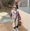 Designer Kids Trench Coats Girls Patchwork Color Plaid Princess Outwear Crianças Lappel Basted Casas Longas Q08257598374