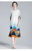 Party Dresses White Silk Printed Short-Sleeved Dress High-End Summer Nisch Design Gentle Wind Mulberry Temperament Kjol