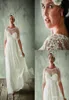 Jenny Packham Plus Size Wedding Dresses 2018 Half Sleeves Sheer Jewel A Line Lace Appliqued Chiffon Empire Waist Bridal Formal Gow7750276