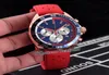 1 miyota quartz chronograph mens watch rose rose gold cadran bleu argent subdial stick markers rouges bracelet de sangle de caoutchouc montres 2021 puretime01 z110a19086187