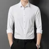 Stretch Antiwrinkle Mens Shirts Long Manneve Robe For Men Slim Fit Social Business Blouse White Shirt 240328