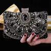 Abendtaschen Vintage Frauen Schwarze Perlen Abend Clutch Bags Ladies Box Metal Clutches Hochzeit Cocktail Party Handtaschen Geldtaschen Geldbörsen