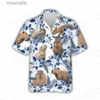 Camisas casuales para hombres Capybara Animal Hawaiian Shirt Mens Summer Sweet Beach Camiseta Fashion Flower Flowian Shink Collar Aloha YQ240408