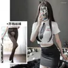 Work Dresses Sexy Secretary Wrap Hip Short Skirt Set Sheath Passionate Temptation Thin Jk Uniform Slim Role Playing Woman Erotic Charm MWIR