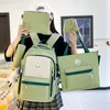 Rugzak 5 -stcs sets canvas schooltassen voor tienermeisjes vrouwen trend vrouwelijk nylon kind student schoudertas50