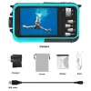 Telecamere da 2,7 pollici con fotocamera digitale a doppio schermo 1080p HD 48 MP impermeabile per videocamera subacquea per esterni per snorkeling per lo snorkeling