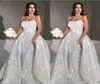 2020 Nya arabiska glitter sjöjungfrun bröllopsklänningar med avtagbar tåg axelfri full paljett plus storlek oftskirt country brud gow3132949