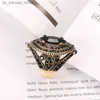 Pierścienie klastrowe Kinel luksus czarny zabytkowe damskie pierścionek vintage wygląd AAA Crystal Bohemian Jewelry Gold Charm Ethic Wedding Pierścień 240408