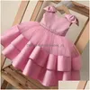 Abiti per ragazze BAMBINA Abito principessa Dress 1 ° compleanno Battesimo a strati a strati Borna senza maniche Bowknot TUTU CURA CINETTI GIOWGIRLS DELL'AMBIFICA