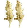 Candle Holders 2 Pcs Gold Decor Dinner Party Holder Metal Leaf Shaped Wall Candleholder Decorative Stand Centerpiece