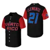 Polos masculins Porto Rico # 21 Roberto Clemente World Game classique Baseball Jersey