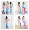 31 colors Kids TwoPieces mermaid swimsuits Cute baby girls sevencolor print rainbow bodysuits Set with cap swimwear Fashion Comf4859463