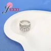 Cluster anneaux luxe 925 sterling love coeur aigué pavé blanc cz zircon ring moderne fiançailles pour les femmes
