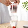 Jarra de contêiner de utensílios com filtro e garfo duplo drening xícara copo de armazenamento de vegetais piquenique separável fresco