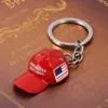 Trump Red Cap Keychain Maga Anahtar Zincirli Araba Aksesuarları Metal 2024 Amerikan ABD bayrağı Trump Anahtarlıklar