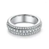 Clusterringen roteren Runnen Volledige Moissanite Diamond Set Ring S925 Silvertated 18K Goud voor mannen en vrouwen Paar geschenk joods